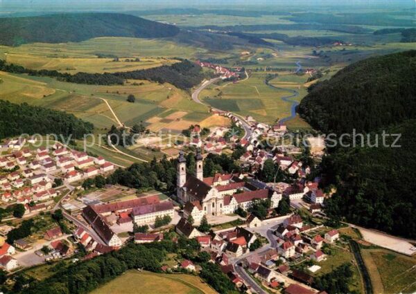 Zwiefalten Wuerttemberg Fliegeraufnahme mit Klosterkirche