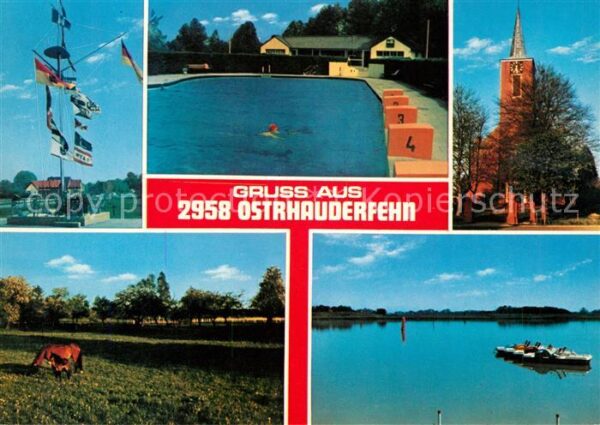 Ostrhauderfehn Fahnenmast Schwimmbad Kirche Weide See