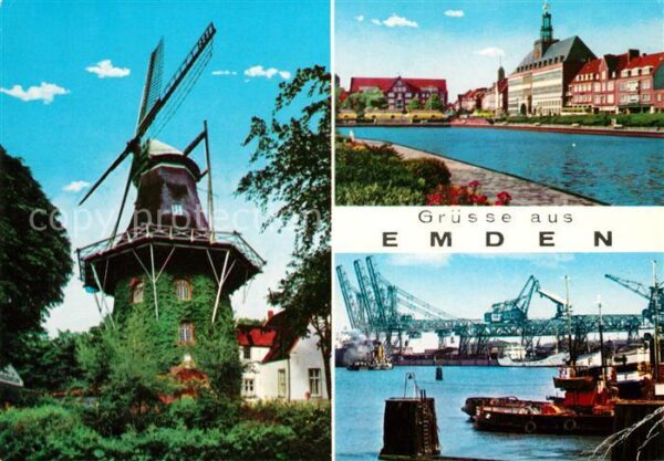 Emden Ostfriesland Mühle Kanal Hafenpartie