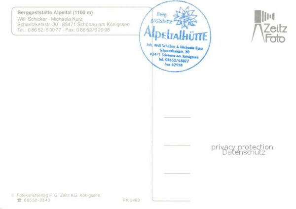 Schoenau Koenigssee Berggaststätte Alpeltal Alpen – Bild 2