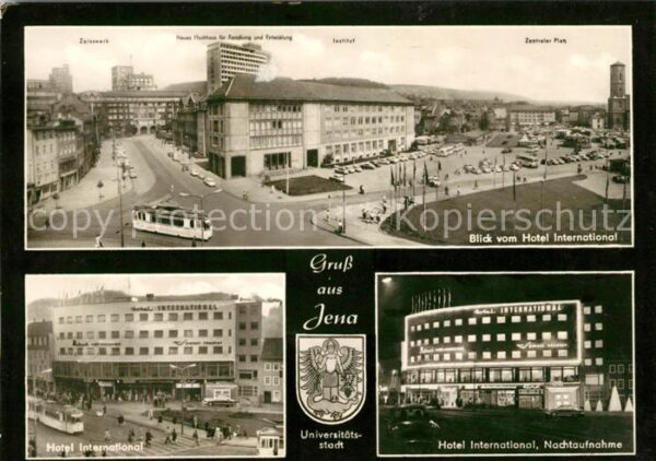 Jena Thueringen Blick vom Hotel International Nachtaufn