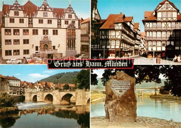Hann. Muenden Rathaus Marktplatz Brücke Gedenkstein