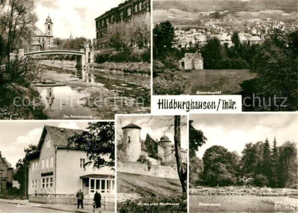 Hildburghausen Friedenspark Bahnhofshotel Stadtmauer B