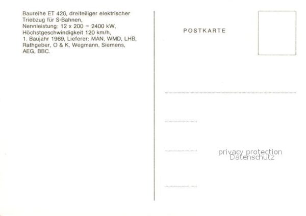 Eisenbahn Elektrischer Triebzug 420 021-8 Deutsch – Bild 2