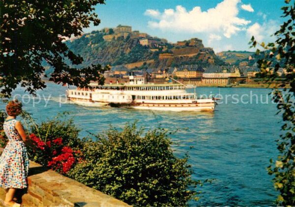 Dampfer Seitenrad Koblenz Feste Ehrenbreitstein