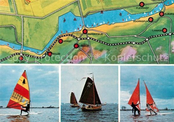Elburg Panoramakarte Surfer Segelboote