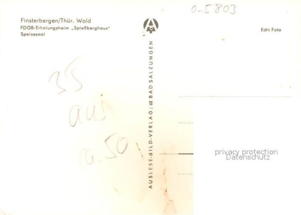Finsterbergen FDGB Erholungsheim Spiessberghaus Speis – Bild 2