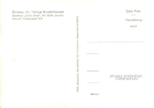 Bindow Gasthaus Tante Anna Handabzug – Bild 2