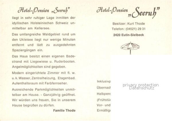 Sielbeck Holsteinische Schweiz Hotel Pension Seeruh – Bild 2