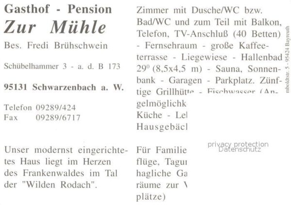 Schwarzenbach Wald Gasthaus Pension Mühle – Bild 2