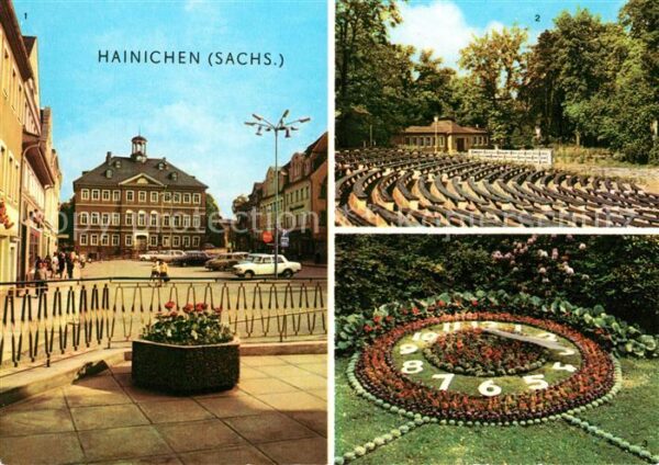 Hainichen Sachsen Rathaus Freilichtbühne Blumenuhr