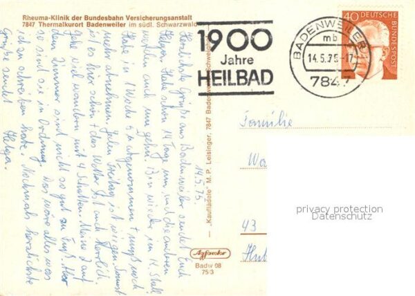 Badenweiler Rheumaklinik Bundesbahn – Bild 2