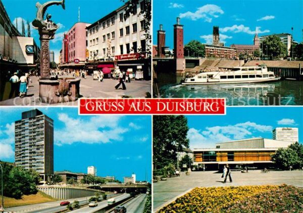 Duisburg Ruhr Brunnen Fährschiff Stadtansichten