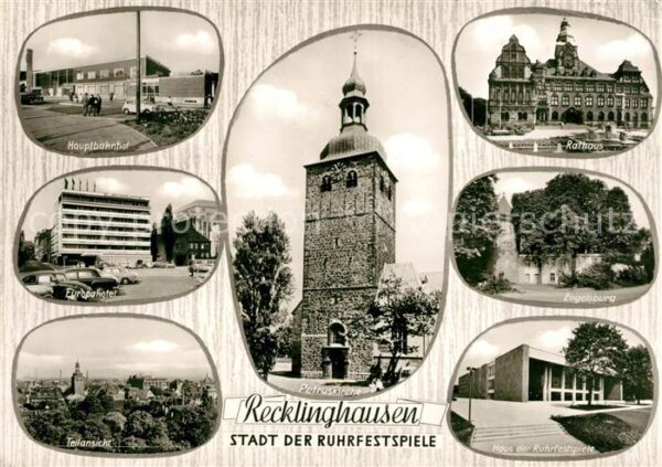 Recklinghausen Westfalen Hauptbahnhof Rathaus Petruskirche Haus