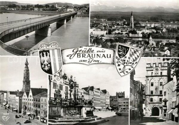 Braunau Inn Innbrücke Brunnen Panoramen