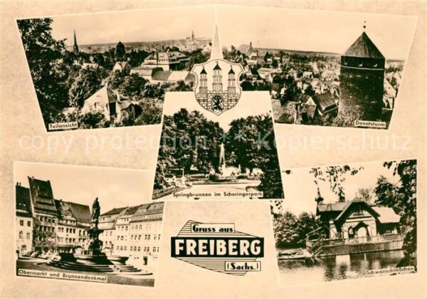 Freiberg Sachsen Donatsturm Obermarkt Brunnen