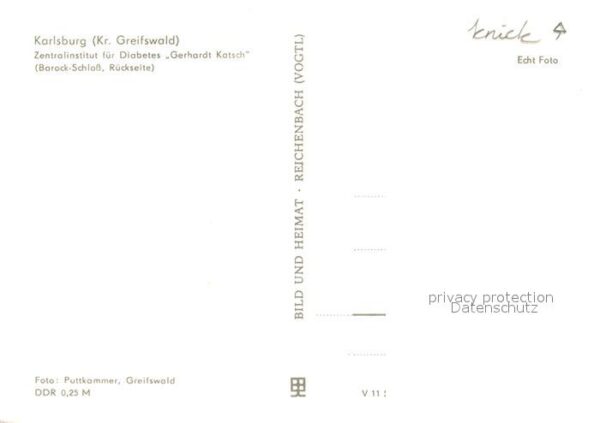Karlsburg Greifswald Zentralinstitut für Diabetes Gerhardt K – Bild 2