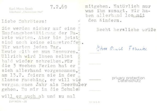 Karl-Marx-Stadt Interhotel Chemnitzer Hof – Bild 2