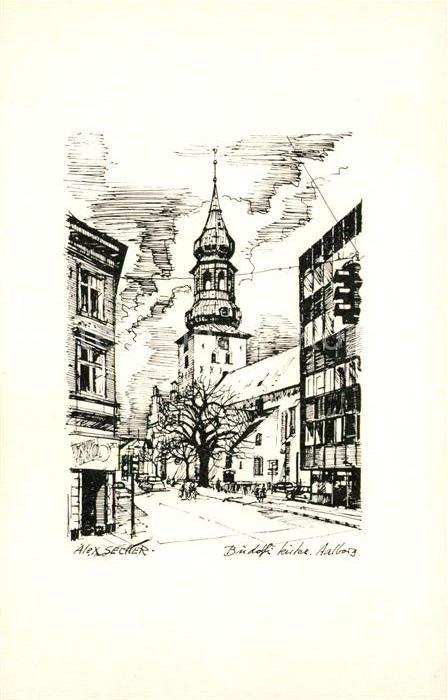 Aalborg BudolfiKirche Zeichnung Alex Secher