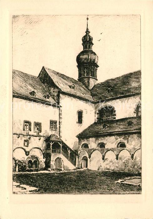 Eberbach Rheingau Malerischer Winkel im Kreuzgarten Feder