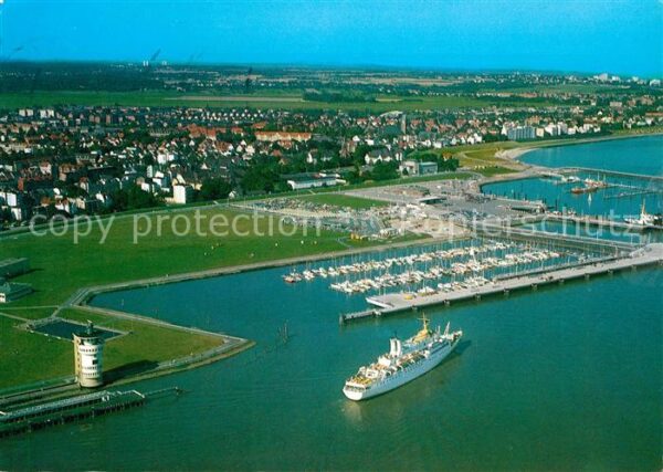 Cuxhaven Nordseebad Neue Seebäderbrücke mit Jachthafen und