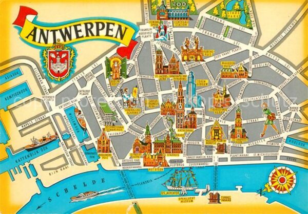 Antwerpen Anvers Stadtplan Illustration