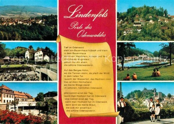 Lindenfels Odenwald Panorama Teilansichten Schwimmbad Trach