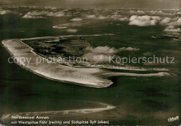 Insel Amrum mit Westspitze Föhr und Südspitze Sylt