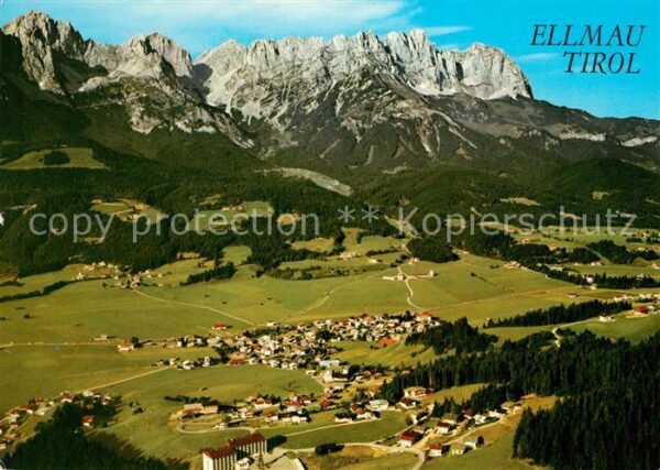 Ellmau Tirol Fliegeraufnahme mit Kaisergebirge