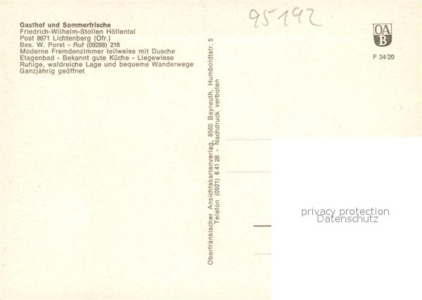 Lichtenberg Oberfranken Gasthof Friedrich Wilhelm Stollen Hölle – Bild 2