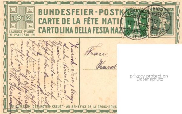 Bundesfeier Schweiz Rotes Kreuz Künstlerkarte H. B. Wieland – Bild 2