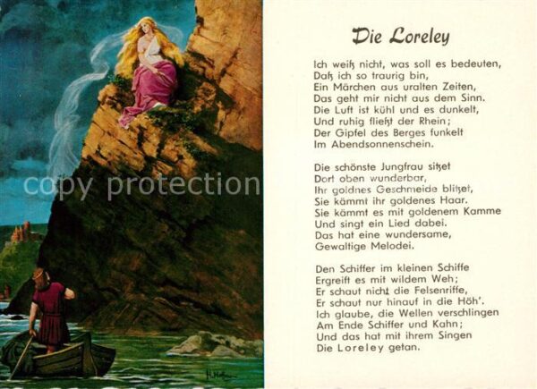 Loreley Lorelei Gedicht Künstlerkarte H. Hoffmann
