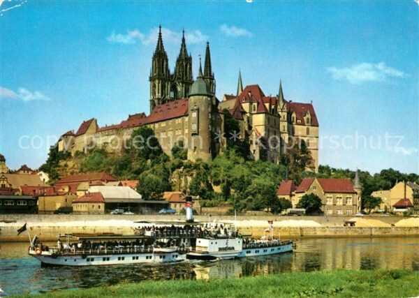 Dampfer Seitenrad Riesa Meissen Albrechtsburg Dom