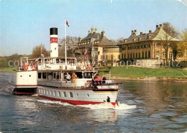 Dampfer Seitenrad Dresden Weisse Flotte Schloss Pillnitz