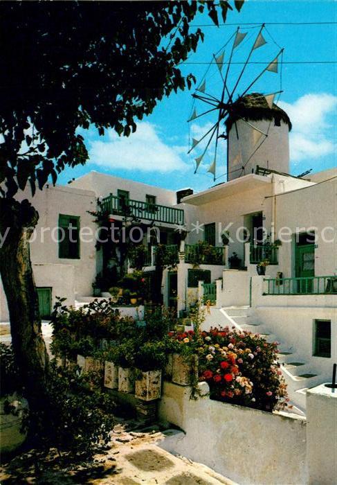 Mykonos Windmühle Stadtansicht