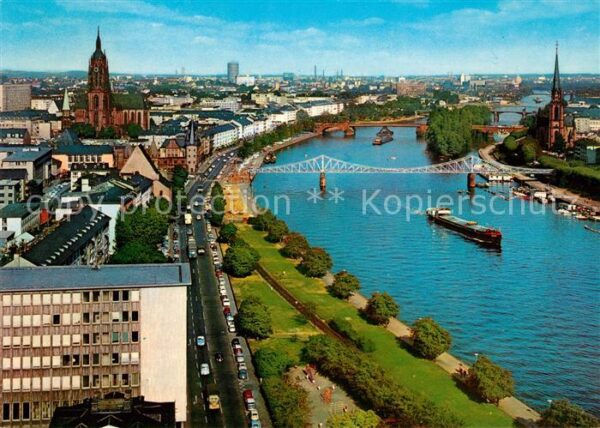 Frankfurt Main Panorama Mainlauf Eiserner Steg Dom