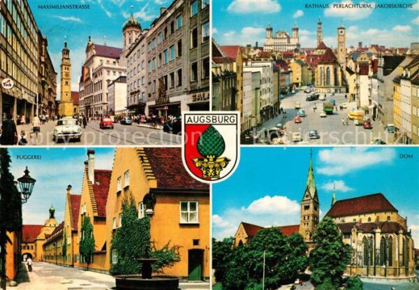 Augsburg Maximilianstrasse Rathaus Perlachturm F