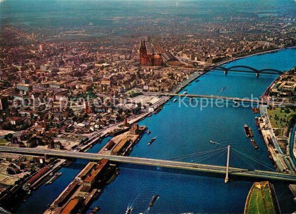 Koeln Rhein Fliegeraufnahme Severinsbrücke Deutzer-