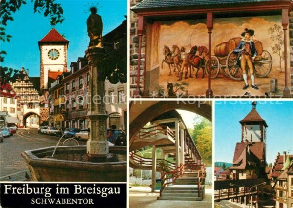 Freiburg Breisgau Schwabentor Gemälde Treppe Altstadt Bru