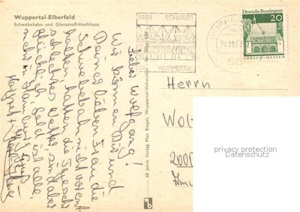 Elberfeld Wuppertal Schwebebahn und Glanzstoff Hochhaus – Bild 2