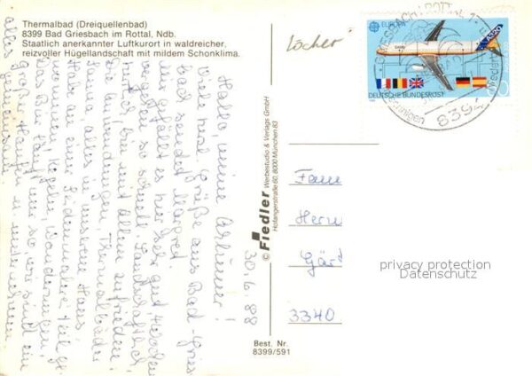 Bad Griesbach Rottal Thermalbad Ortsmotiv mit Kirche – Bild 2