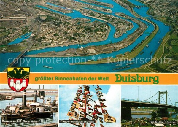 Duisburg Ruhr Binnenhafen Fliegeraufnahme Museumsschi
