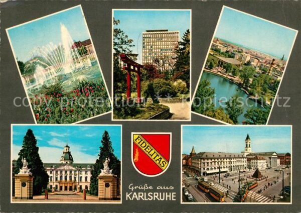Karlsruhe Baden Wasserspiele Fontäne Hochhaus Stadtpark