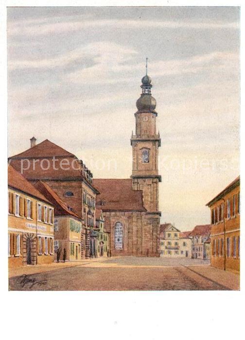 Erlangen Rathaus Kirche Künstlerkarte von Hans S