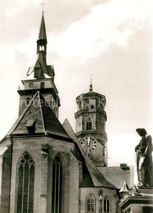 Stuttgart Stiftskirche mit Schillerdenkmal