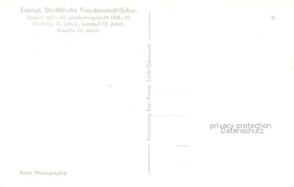 Freudenstadt Evangelische Stadtkirche 17. Jhdt. Tauf – Bild 2