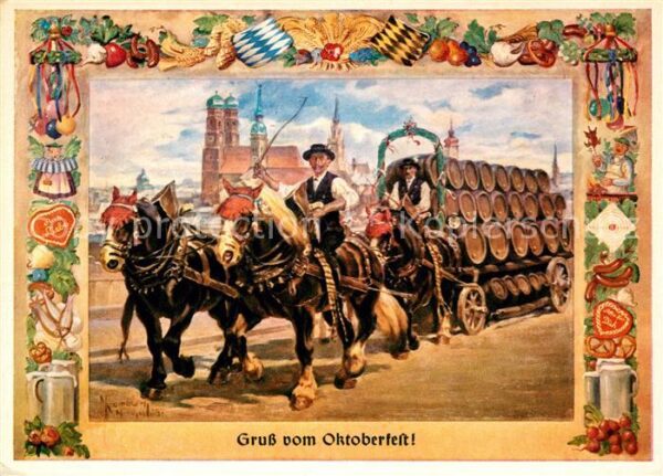 Oktoberfest München Brauerei-Pferdegespann Künstler