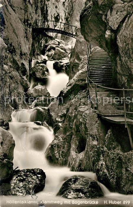 Hoellentalklamm Klammweg mit Bogenbrücke Wasserfall Hub