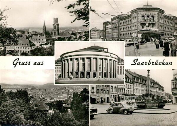 Saarbruecken Stadtpanorama Theater Innenstadt Brunne