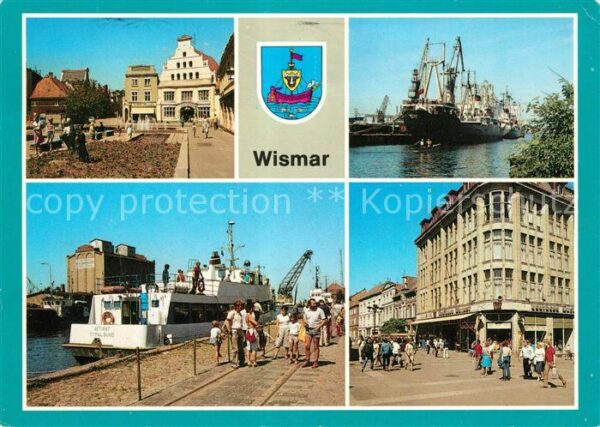 Wismar Mecklenburg Krämerstrasse Löwenapotheke Frachter am